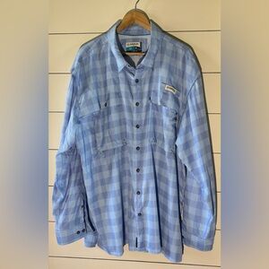 Magellan Blue Plaid Dry-Fit Fishing Button-Up Shirt